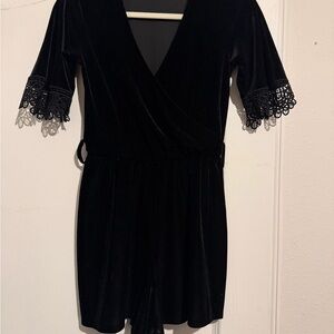 Topshop Black Velvet Romper